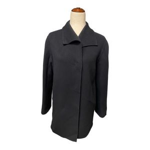 Eunhwa Paris Long Black Laine Wool and Cashmere Coat 36